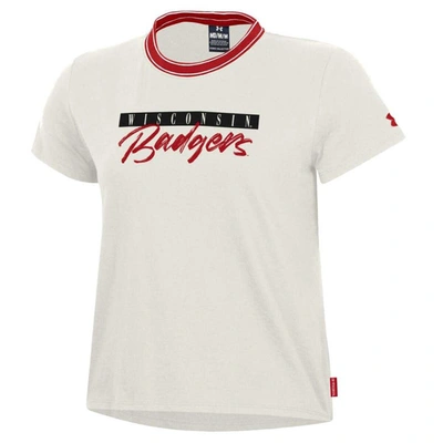 Shop Under Armour White Wisconsin Badgers Iconic T-shirt In Cream