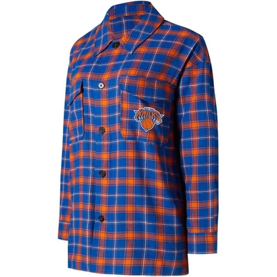Shop College Concepts Blue/orange New York Knicks Boyfriend Button-up Nightshirt