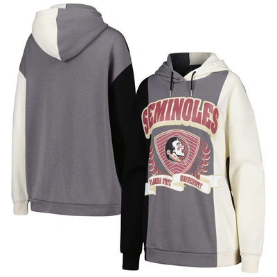 Shop Gameday Couture Black Florida State Seminoles Hall Of Fame Colorblock Pullover Hoodie In Gray