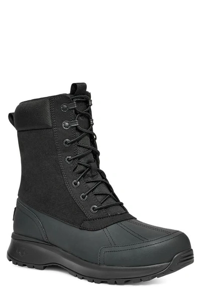 Shop Ugg Emmett Waterproof Lace-up Duck Boot In Black