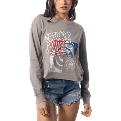 Shop The Wild Collective Gray Chicago Cubs Cropped Long Sleeve T-shirt