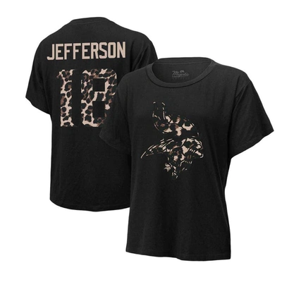 Shop Majestic Threads Justin Jefferson Black Minnesota Vikings Leopard Player Name & Number T-shirt