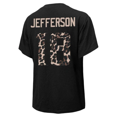 Shop Majestic Threads Justin Jefferson Black Minnesota Vikings Leopard Player Name & Number T-shirt