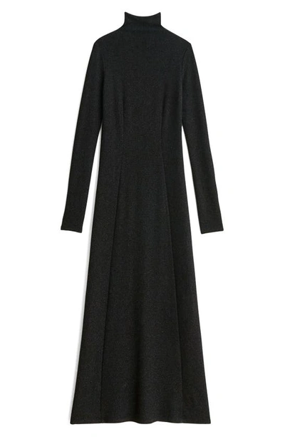 Shop Rag & Bone Lilith Metallic Long Sleeve Turtleneck Maxi Sweater Dress In Black