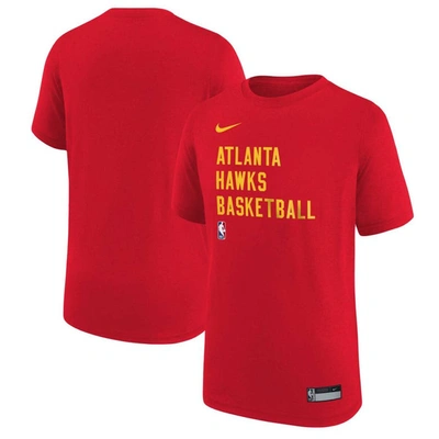 Shop Nike Youth  Red Atlanta Hawks Essential Practice T-shirt