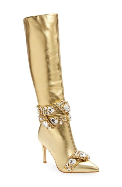 Shop Azalea Wang Alonza Knee High Boot In Gold
