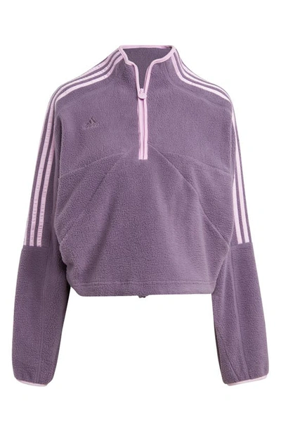 Shop Adidas Originals Tiro Fleece Half Zip Pullover In Shadow Violet/ Bliss Lilac