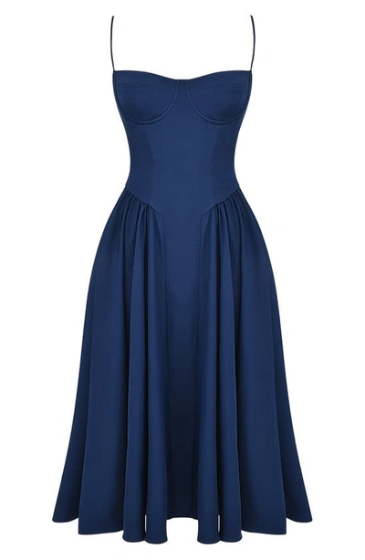 House Of Cb Samaria Corset Fit & Flare Dress In French Navy | ModeSens