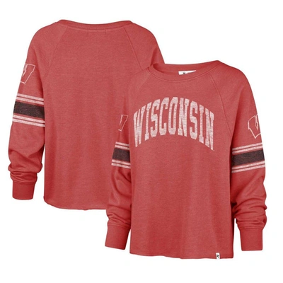 Shop 47 ' Red Wisconsin Badgers Allie Modest Raglan Long Sleeve Cropped T-shirt