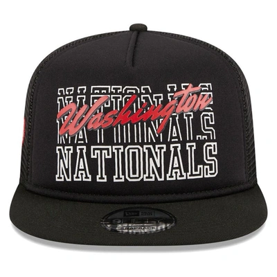 Shop New Era Black Washington Nationals  Street Team A-frame Trucker 9fifty Snapback Hat