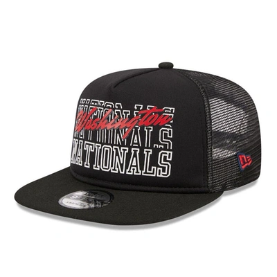 Shop New Era Black Washington Nationals  Street Team A-frame Trucker 9fifty Snapback Hat