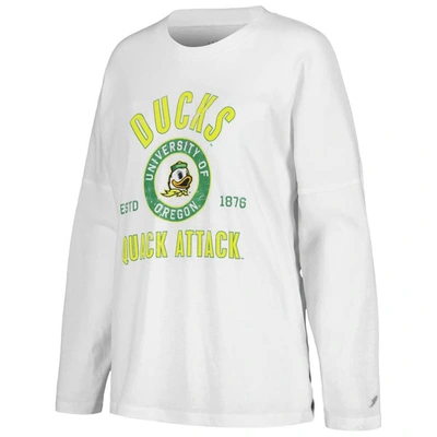 Shop League Collegiate Wear White Oregon Ducks Clothesline Oversized Long Sleeve T-shirt