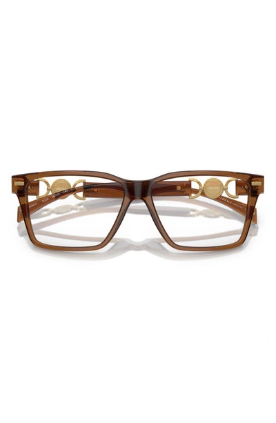 Shop Versace 56mm Rectangular Optical Glasses In Brown