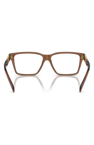 Shop Versace 56mm Rectangular Optical Glasses In Brown