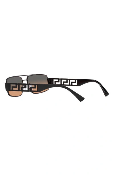 Shop Versace 60mm Rectangular Sunglasses In Matte Black