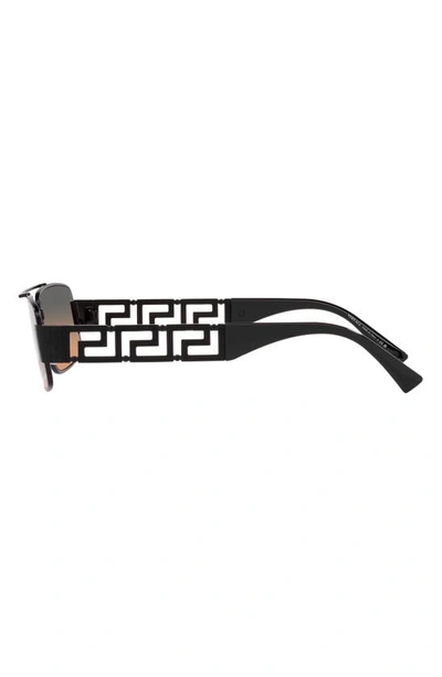 Shop Versace 60mm Rectangular Sunglasses In Matte Black