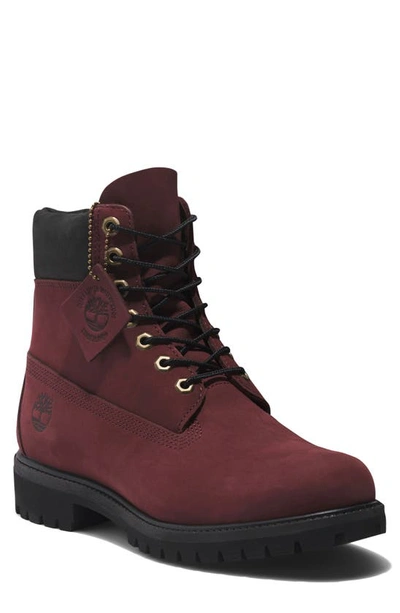 Shop Timberland 6 Inch Premium Waterproof Boot In Burgundy Nubuck