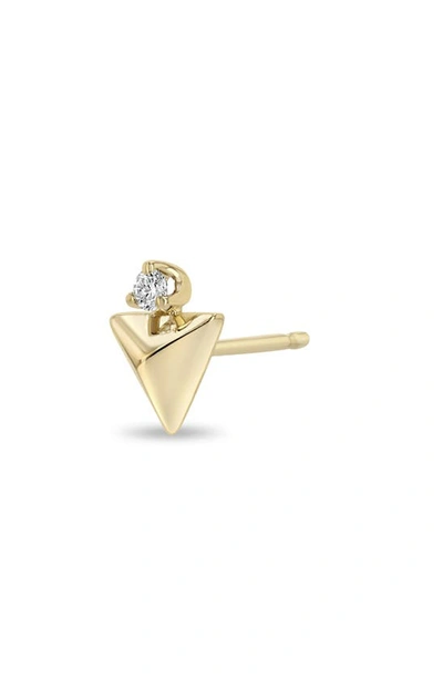 Shop Zoë Chicco Small Diamond Triangle Single Stud Earring In 14k Yellow Gold