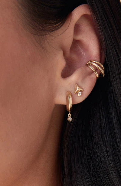 Shop Zoë Chicco Small Diamond Triangle Single Stud Earring In 14k Yellow Gold