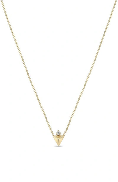 Shop Zoë Chicco 14k Gold Diamond Pyramid Pendant Necklace In 14k Yellow Gold