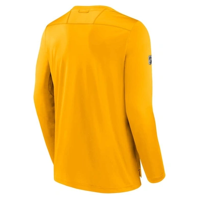 Shop Fanatics Branded  Gold Nashville Predators Authentic Pro Long Sleeve T-shirt
