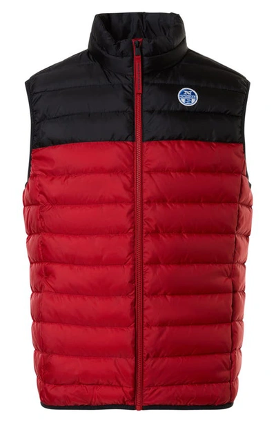 Shop North Sails Skye Water Repellent Puffer Vest In Red Lava/ Blue Teal