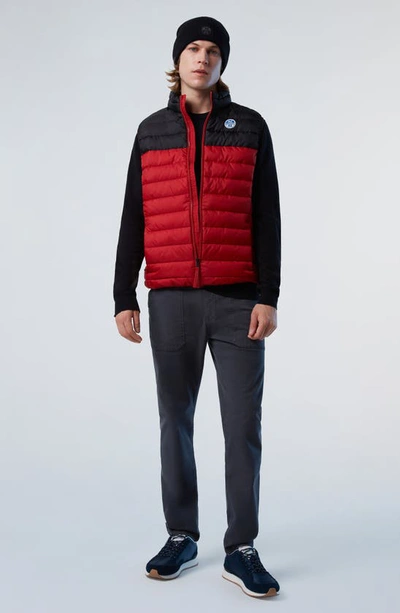 Shop North Sails Skye Water Repellent Puffer Vest In Red Lava/ Blue Teal