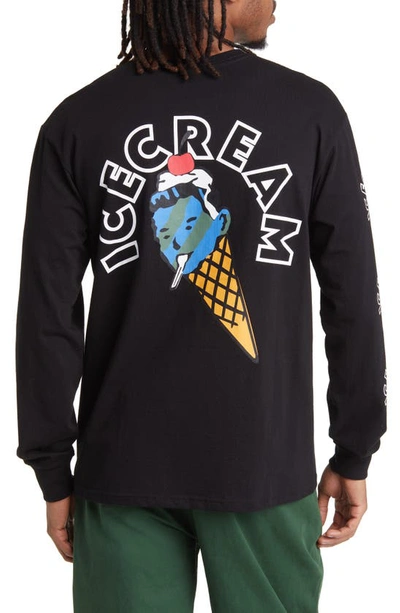 Shop Icecream Cone Man Long Sleeve Graphic T-shirt In Black
