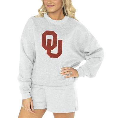 Shop Gameday Couture Ash Oklahoma Sooners Team Effort Pullover Sweatshirt & Shorts Sleep Set
