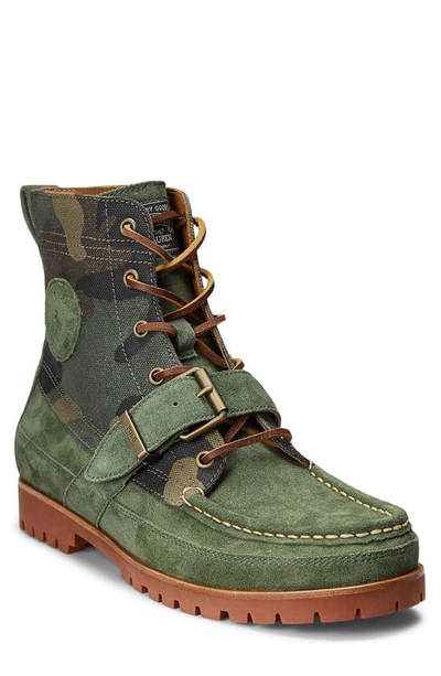 Shop Polo Ralph Lauren Ranger Buckle Combat Boot In Classic Drab/ Camo