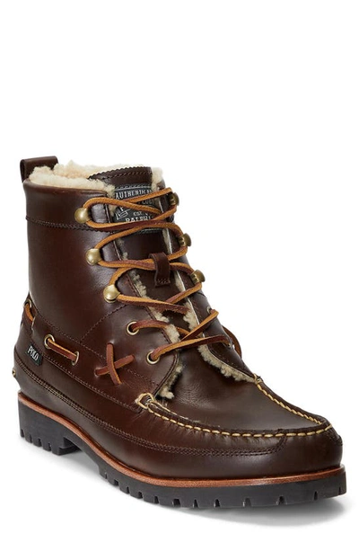 Shop Polo Ralph Lauren Ranger Faux Shearling Boot In Chocolate Brown