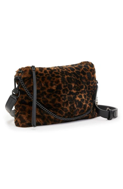 Shop Allsaints Eve Genuine Shearling Crossbody Bag In Leopard