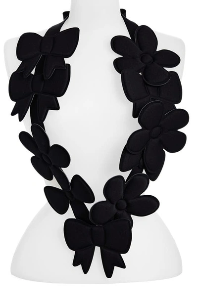 Shop Comme Des Garcons Girl Bow & Flower Appliqué Necklace In Black