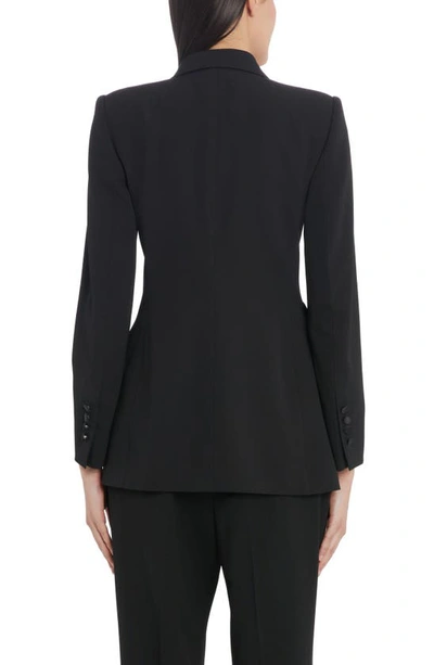 Shop Dolce & Gabbana Rosette Detail Virgin Wool Blend Blazer In Black