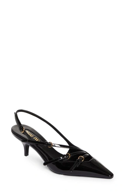 Shop Miu Miu Kitten Heel Slingback Pump In Black