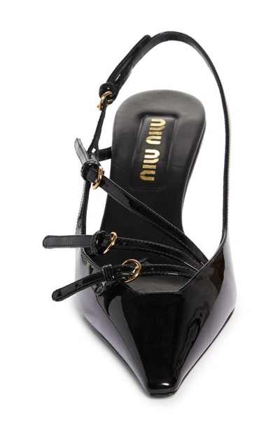 Miu Miu Patent Leather Slingback Pumps With Straps In Black