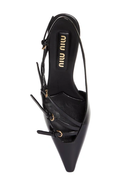 Miu Miu Patent Leather Slingback Pumps With Straps In Black