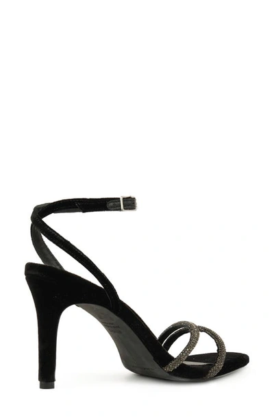 Shop Black Suede Studio Ace Ankle Strap Pointed Toe Sandal In Black Velvet