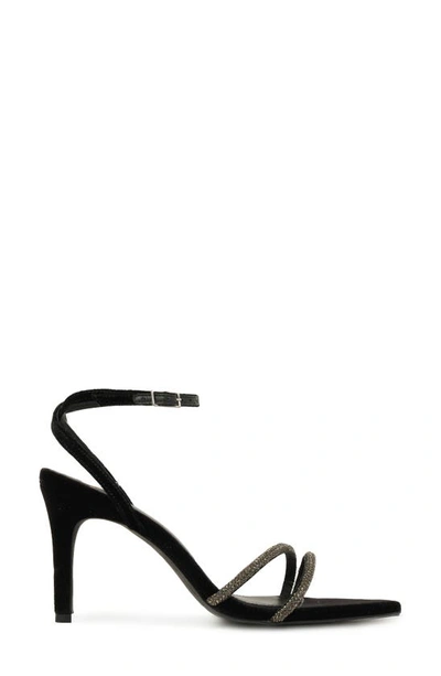 Shop Black Suede Studio Ace Ankle Strap Pointed Toe Sandal In Black Velvet