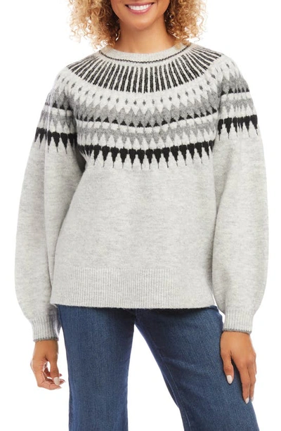 Shop Karen Kane Fair Isle Sweater In Gray