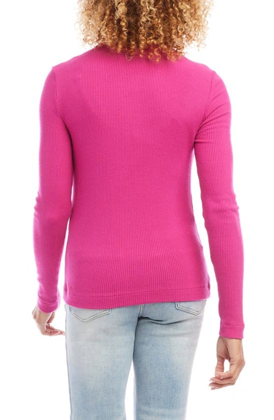 Shop Karen Kane Rib Knit Long Sleeve Top In Hot Pink