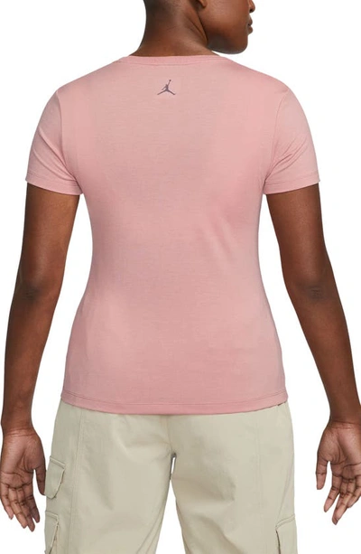 Shop Jordan Slim Embroidered T-shirt In Red Stardust/ Sky Mauve