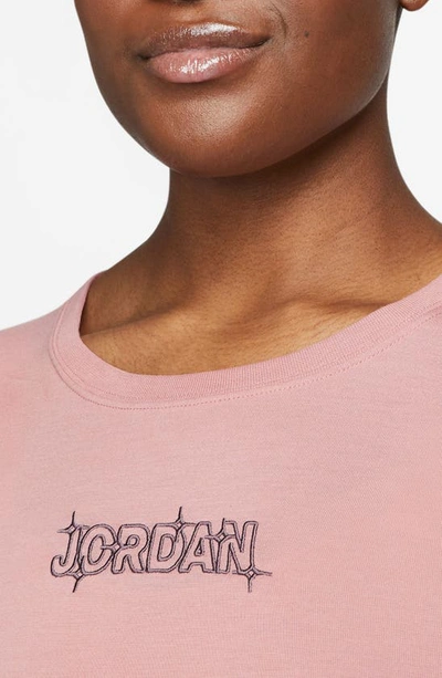 Shop Jordan Slim Embroidered T-shirt In Red Stardust/ Sky Mauve