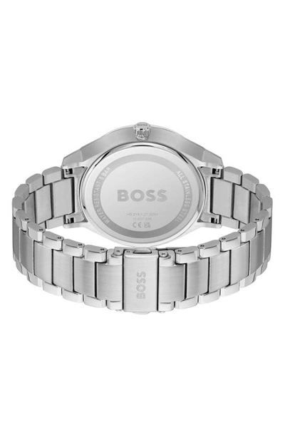 Hugo Boss Blue-dial Watch With Stainless-steel Link Bracelet Men's Watches In Blue