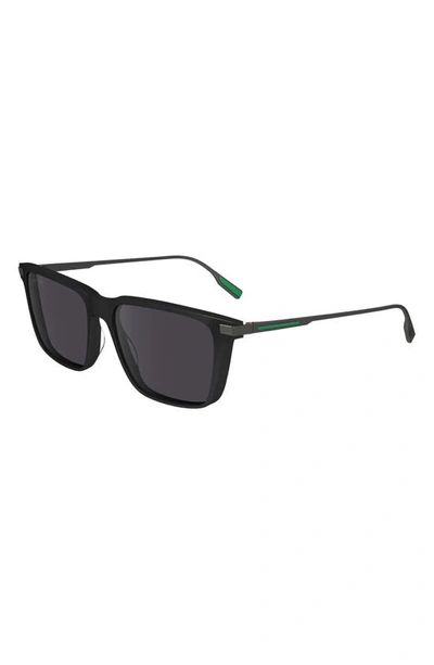 Shop Lacoste Premium Heritage 55mm Rectangular Sunglasses In Black
