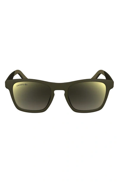 Shop Lacoste 53mm Rectangular Sunglasses In Matte Brown