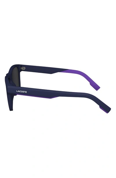 Shop Lacoste 53mm Rectangular Sunglasses In Matte Blue