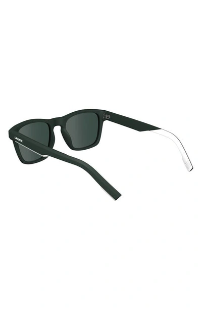 Shop Lacoste 53mm Rectangular Sunglasses In Matte Green
