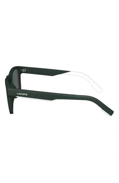 Shop Lacoste 53mm Rectangular Sunglasses In Matte Green