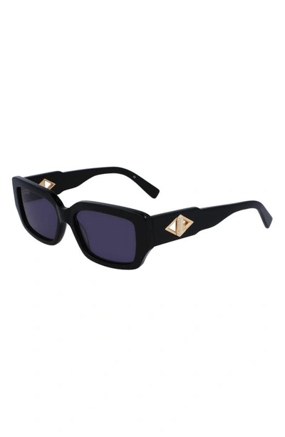 Shop Lacoste 55mm Rectangular Sunglasses In Black